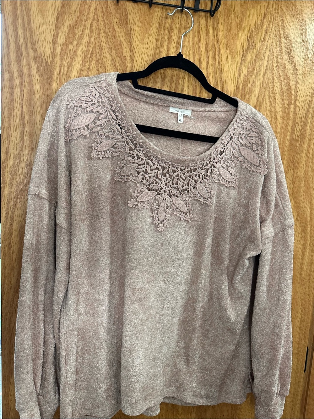 Maurices Lace-Trim Cozy Knit Sweater in Dusty Pink